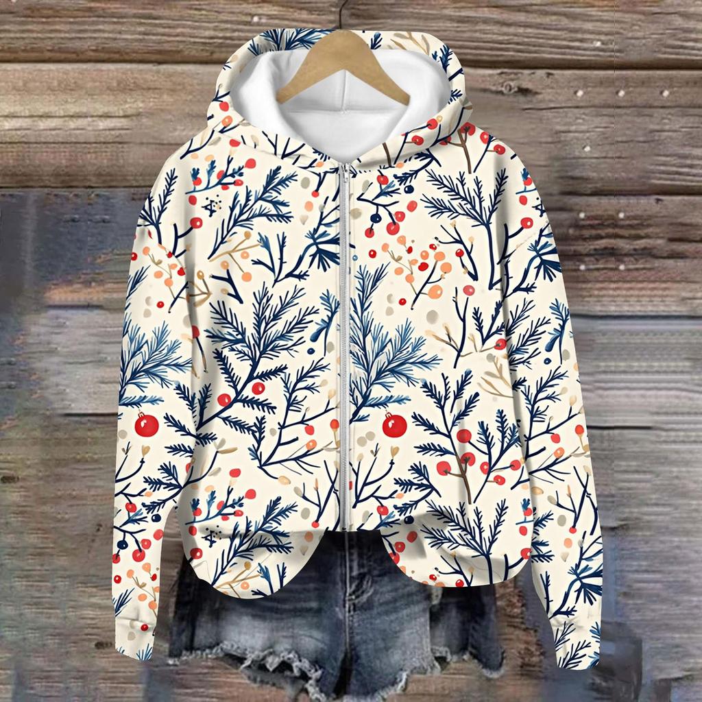 Jackets For Women Long Sleeve  Zip Up  Print Outerwear Casual Jackets
