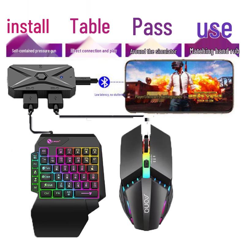JiaYing PUBG One-Handed Keyboard & Mouse Auto-Press Gun Peripheral Set