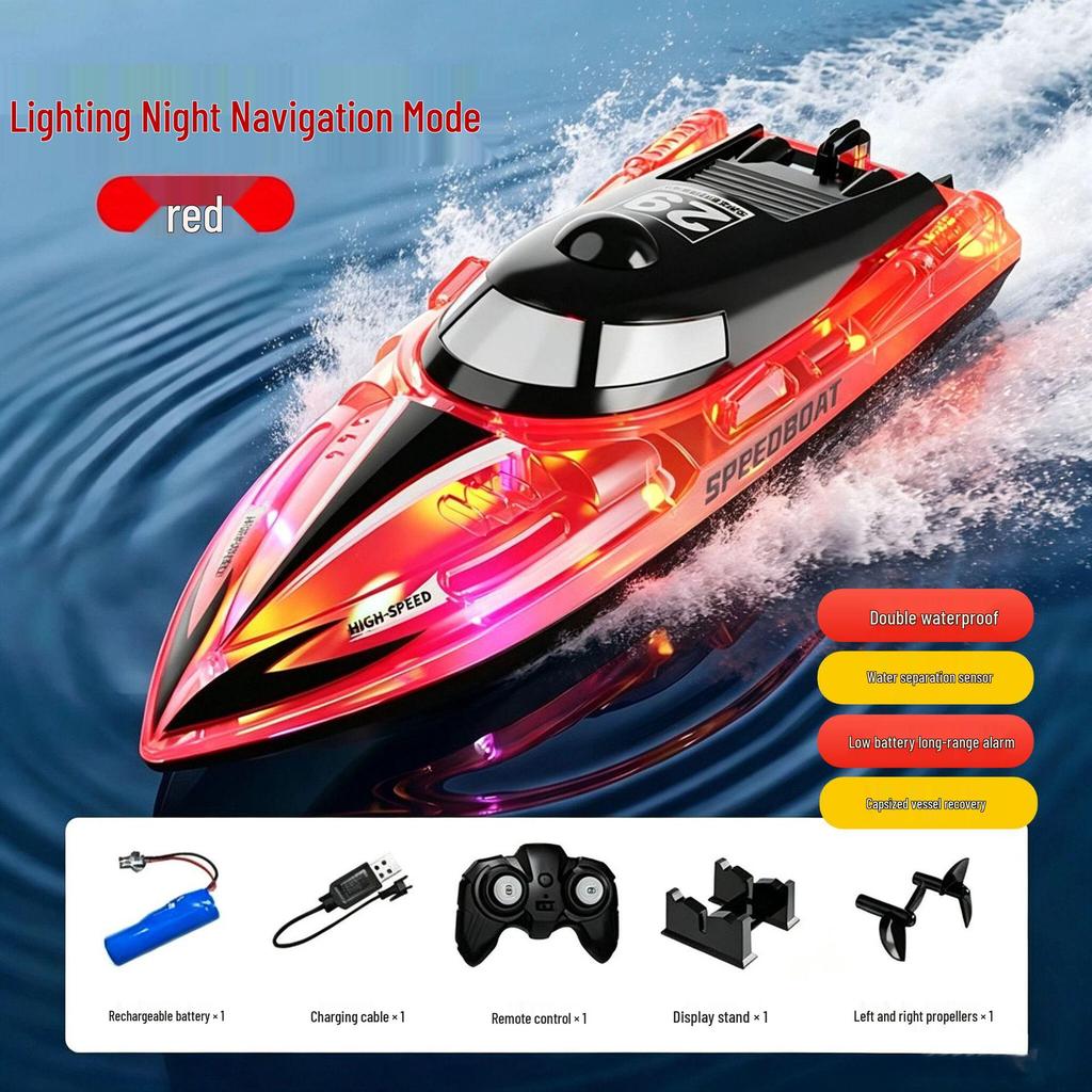 High-Speed Waterproof Remote Control Boat: Rechargeable Toy Ship Model for Kids' Birthday Gift