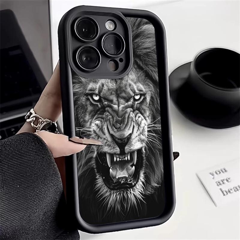 Cool Lion Pattern Silicone Phone Case For iPhone 17 16 15 14 13 12 11 Pro Max 17 Air 16E XS X XR 7 8 Plus Shockproof Soft Cover