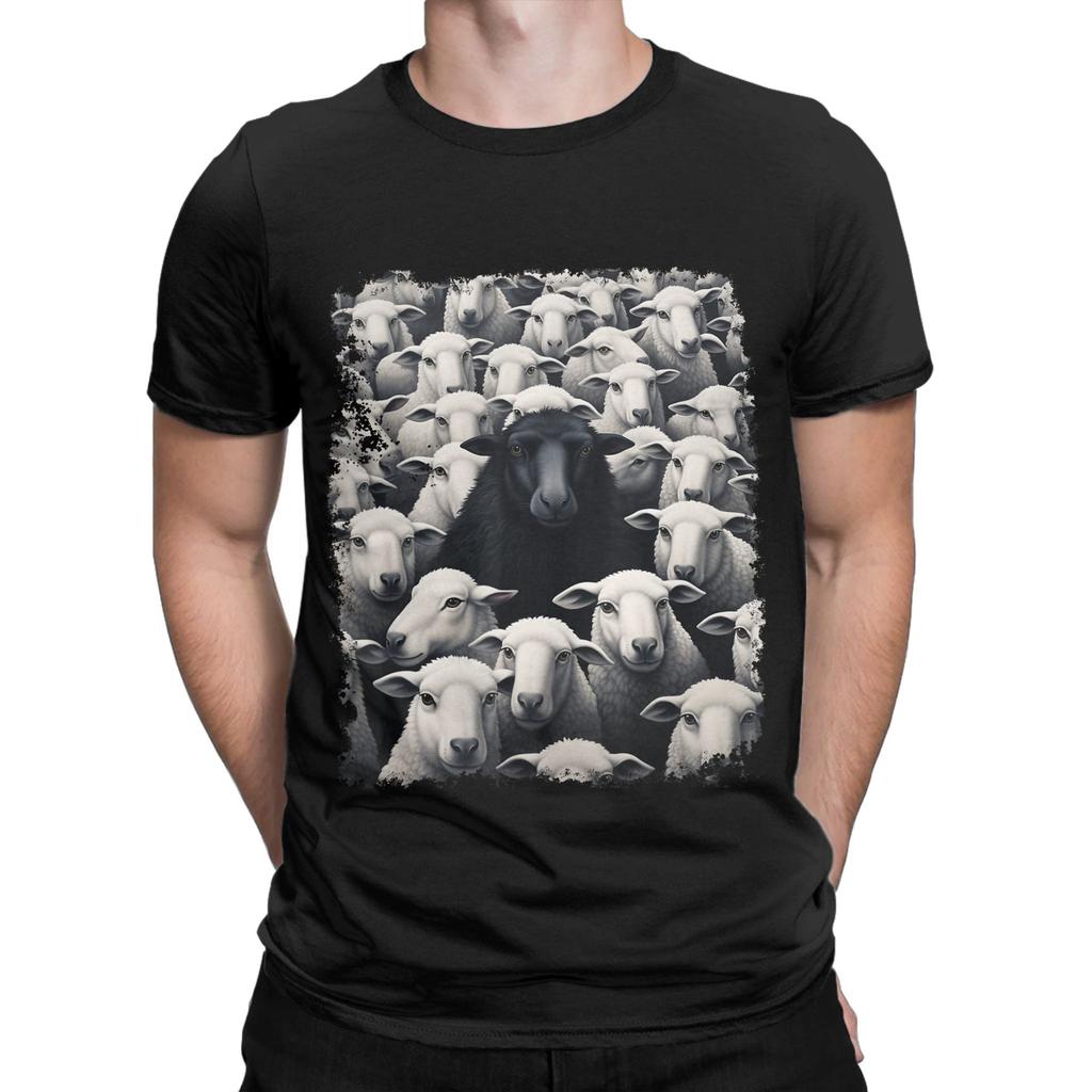 Black Sheep Crew Tshirt Beach Pure Cotton Tshirts For Unisex Harajuku Print Tshirt Short Sleeve Aesthetic Clothes