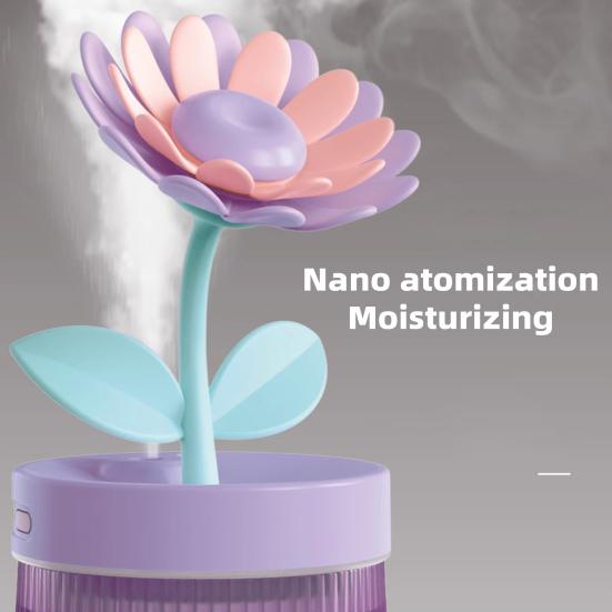 Luftbefeuchter mit großer Kapazität USB Blumenform Doppelspray Geräuscharm Automatische Abschaltung Luftbefeuchter Ätherisches Öl Diffusor mit Licht