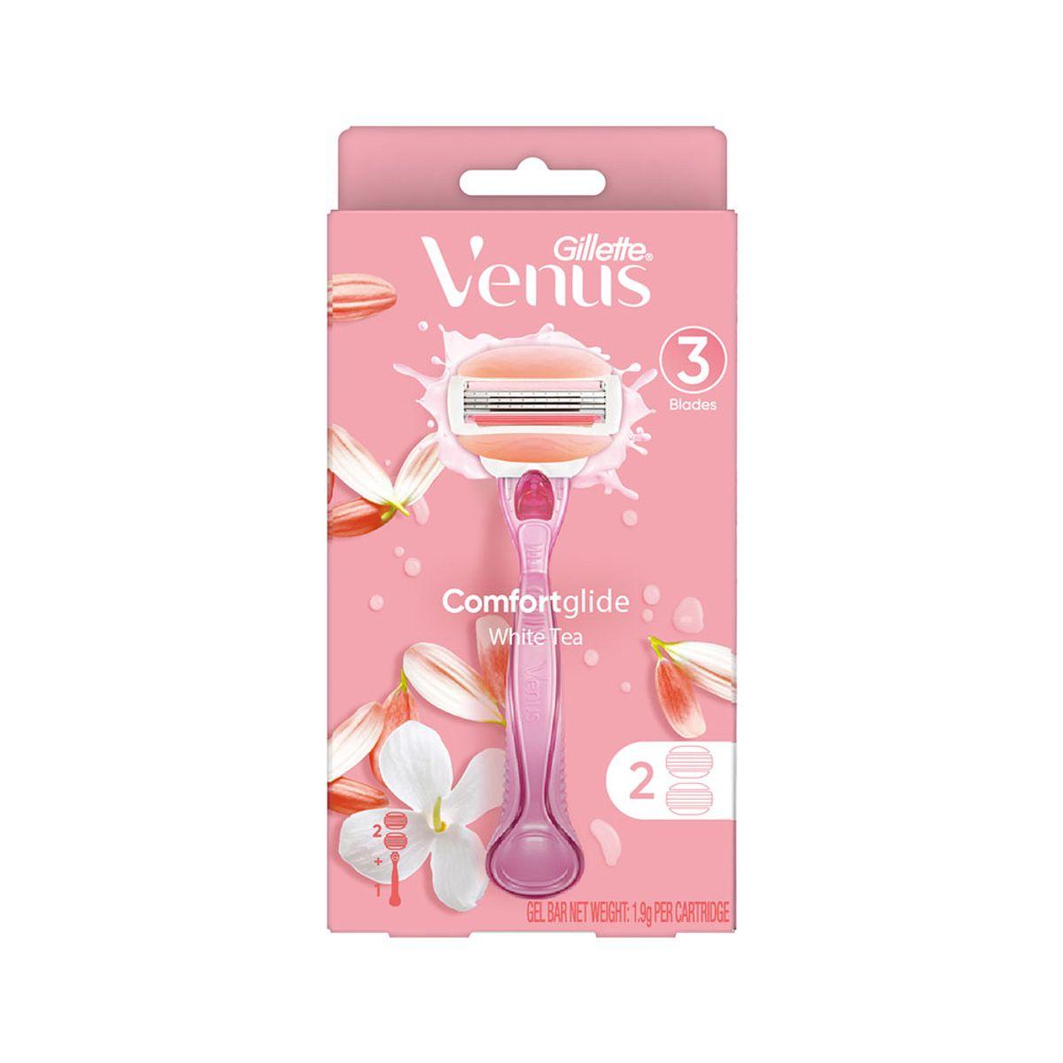 Venus ComfortGlide White Tea Razor Handle (1 Pack) + Razor Blades (2 Pack)