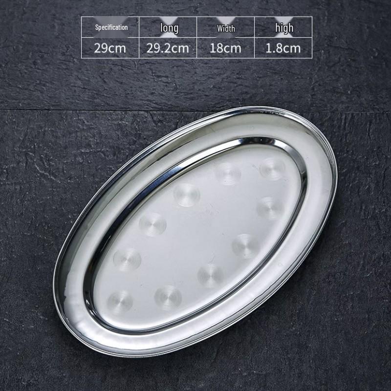 304 Stainless Steel Oval Fish Dish - Creative Steamed Fish Plate, Small Round Dish for Home Use