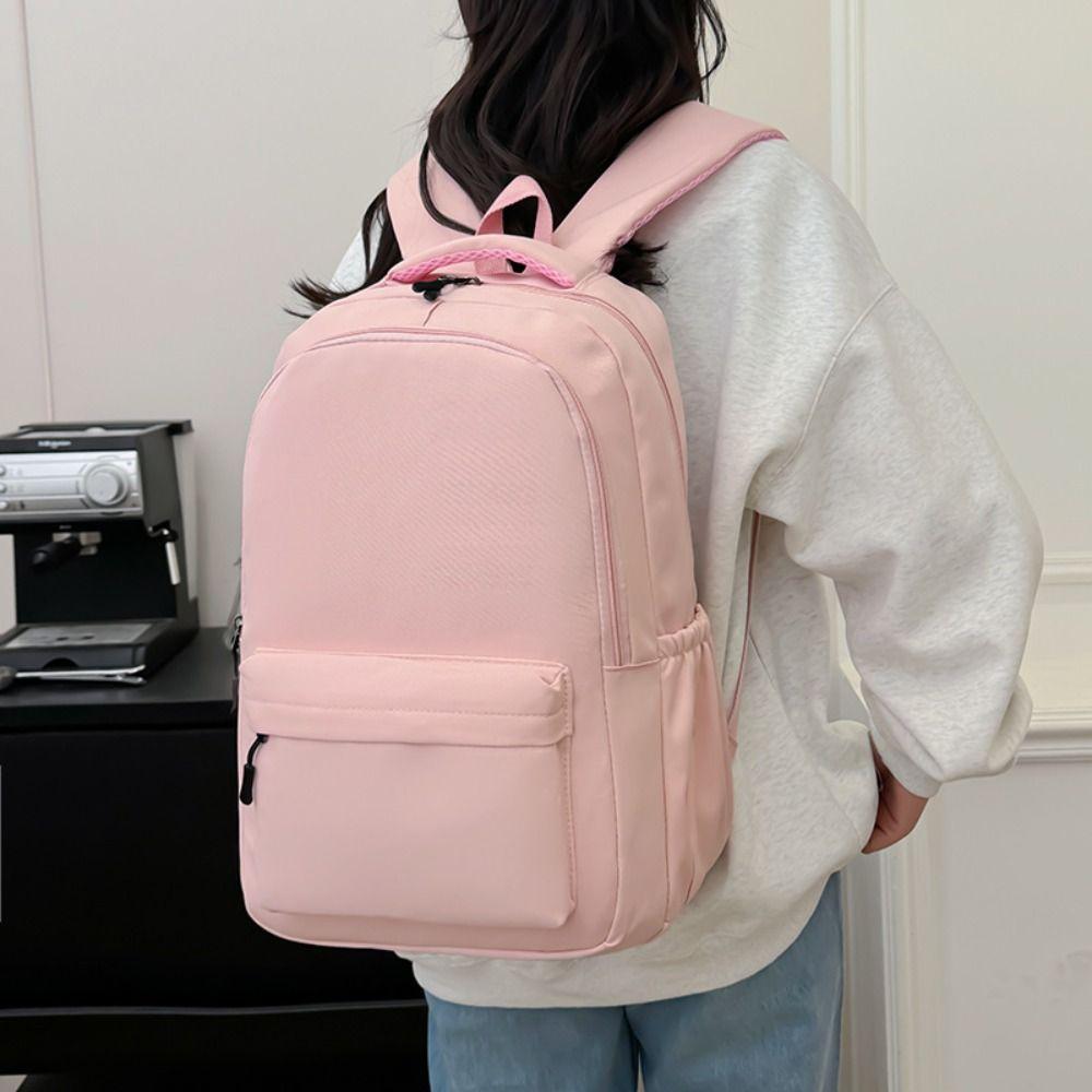 Solid Color Students School Bag Nylon Teenagers Shoulder Bag Fashion Preppy Style Backpack  School
