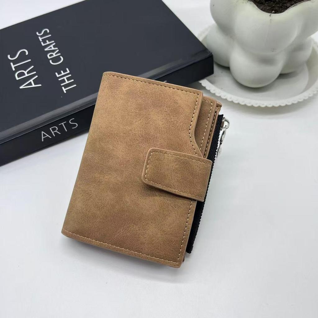 Men's High-End Leather Wallet with Multi-Card Slots and Zipper Coin Pouch