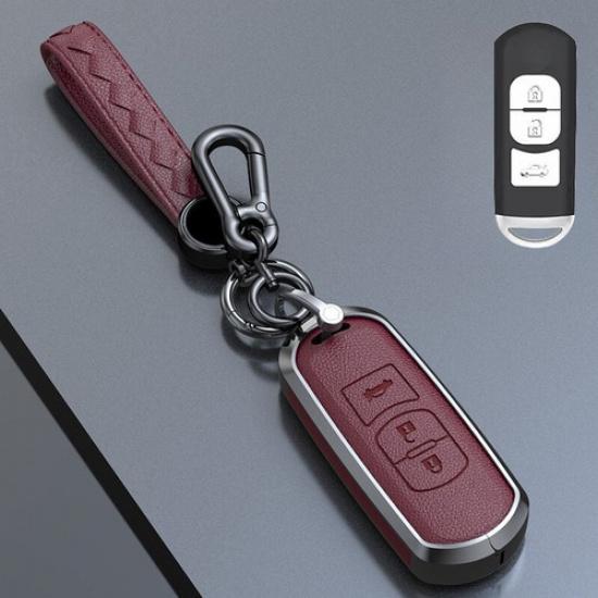 Zinc Alloy Leather Car Key Fob Case Cover For Mazda 2 3 5 6 CX-3 CX-5 MX-5 CX-9