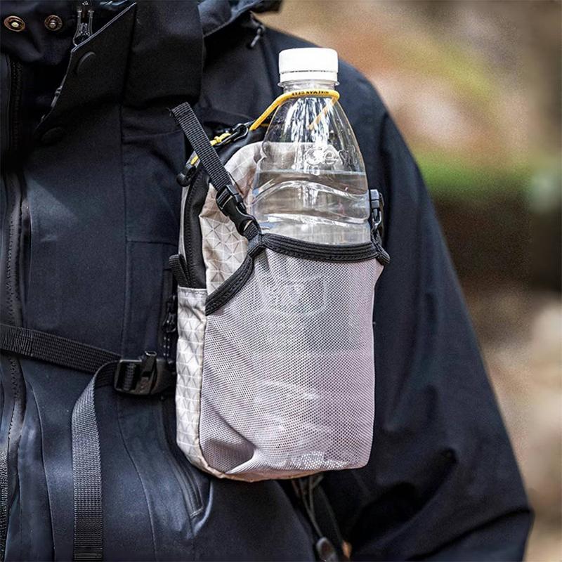 Water Bottle Holder Bag Phone Pocket and Quick-Adjust Strap Waterproof Nylon for Cycling Hiking Camping Essentials