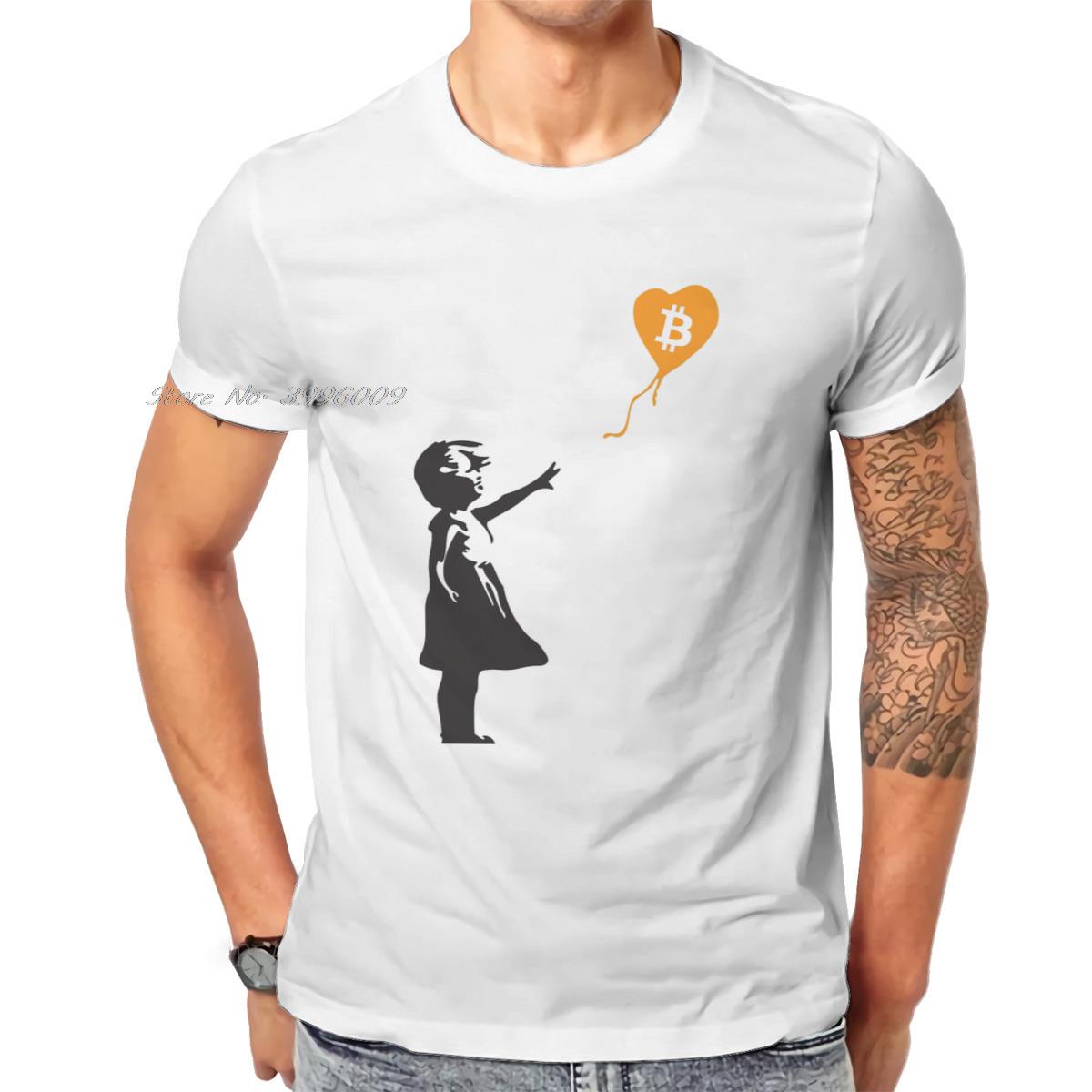 

Биткойн-криптовалюта Meme Bansky Balloon Girl Футболка с винтажным рисунком Летние свободные хлопковые футболки унисекс Harajuku Футболка с круглым вырезом 3XL
