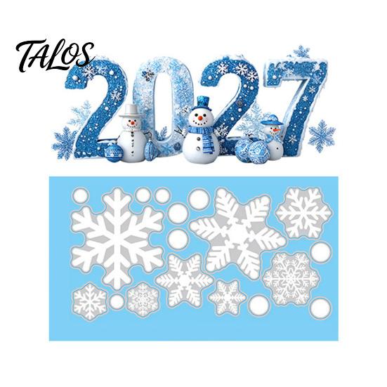 New Year Glass Decal Decorations 2027 Christmas Static Window Clings, Snowman Snowflake Holly Stickers, Festive Home Ornaments Reusable Xmas