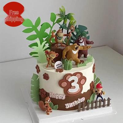 Conjunto de Toppers de Bolo Javali Urso para Celebrações de Dia das Crianças Aniversário