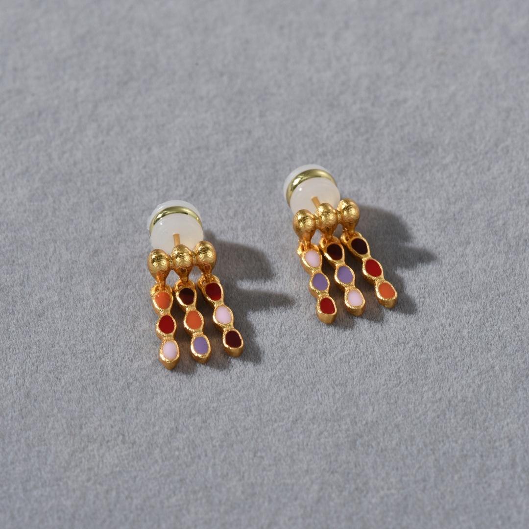 

Niche Personality Unique Trend Colorful Drip Glaze Tassel S925 Silver Needle Stud Earrings Women S Fashion Design Sense Earrings