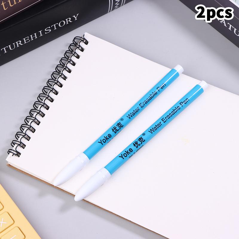 2Pcs Blue Water Erasable Fabric Marking Pen Washable Fabric Pen Disappears In Water Bright Colors Fiber Pen Tips For Quilting