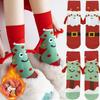 Creative Christmas Socks Funny Magnetic Hand Holding Stockings Cotton Mid-calf Unisex Japanese Style Cute Sock Christmas Gift