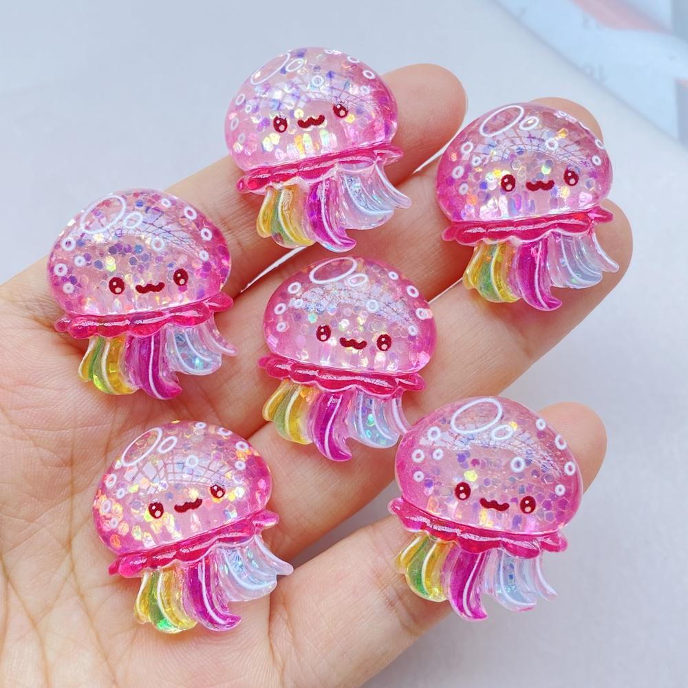 

10 шт. Новые милые мультяшные осьминог, краб, морская звезда, рыбы из смолы, детали с плоской задней стороной, украшения для аксессуаров для волос