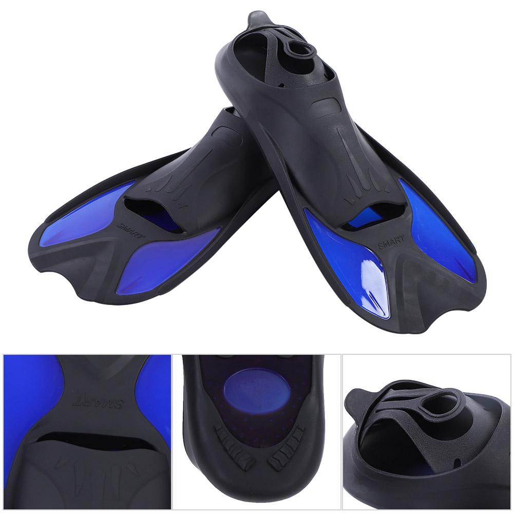 Men Women Swim Foot Fins Swimming Diving Open Heel Adjustable Snorkel Fin Blue L