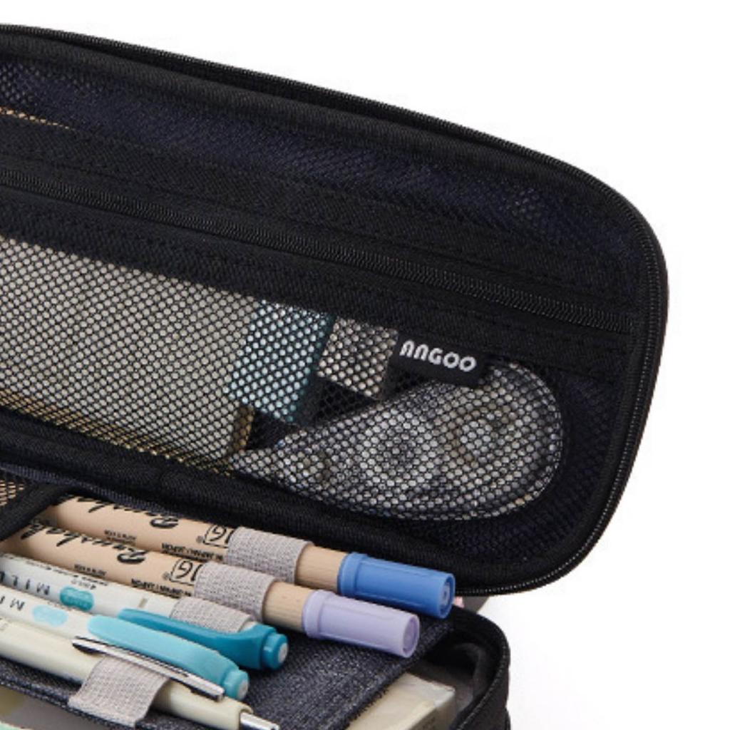 Pencil Bag Gray Large Capacity Metal Zipper Canvas Mesh Pocket Large Pencil Case for Students School Office Student