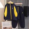 Boys' Color Block Hooded Windbreaker Two-Piece Set - 2025 New Autumn Style