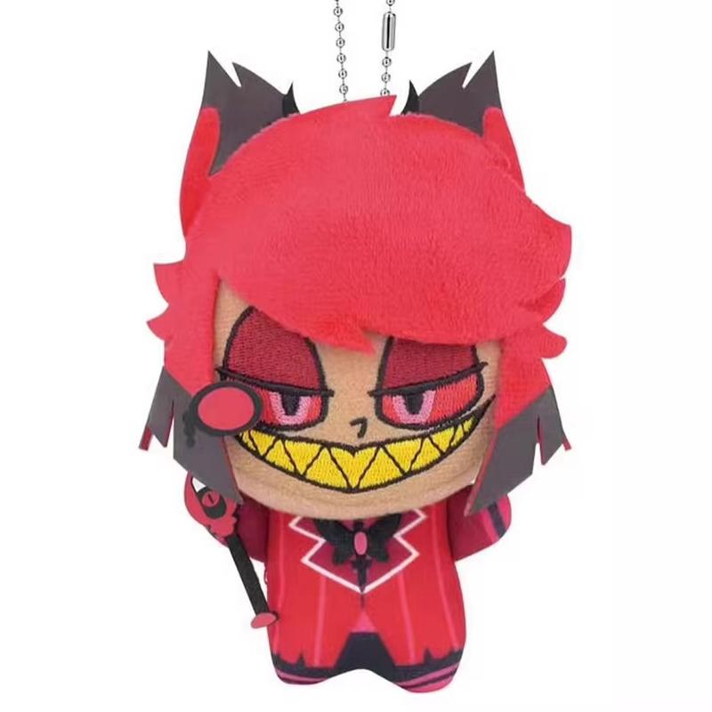 Poupées Peluches Hazbin Lucifer 10cm Pendentif Cadeaux de Fête Mini Impression Charlie Alastor Peluches Sac à Dos Jouets Collectionneurs Fans Cadeaux de Fête 10CM