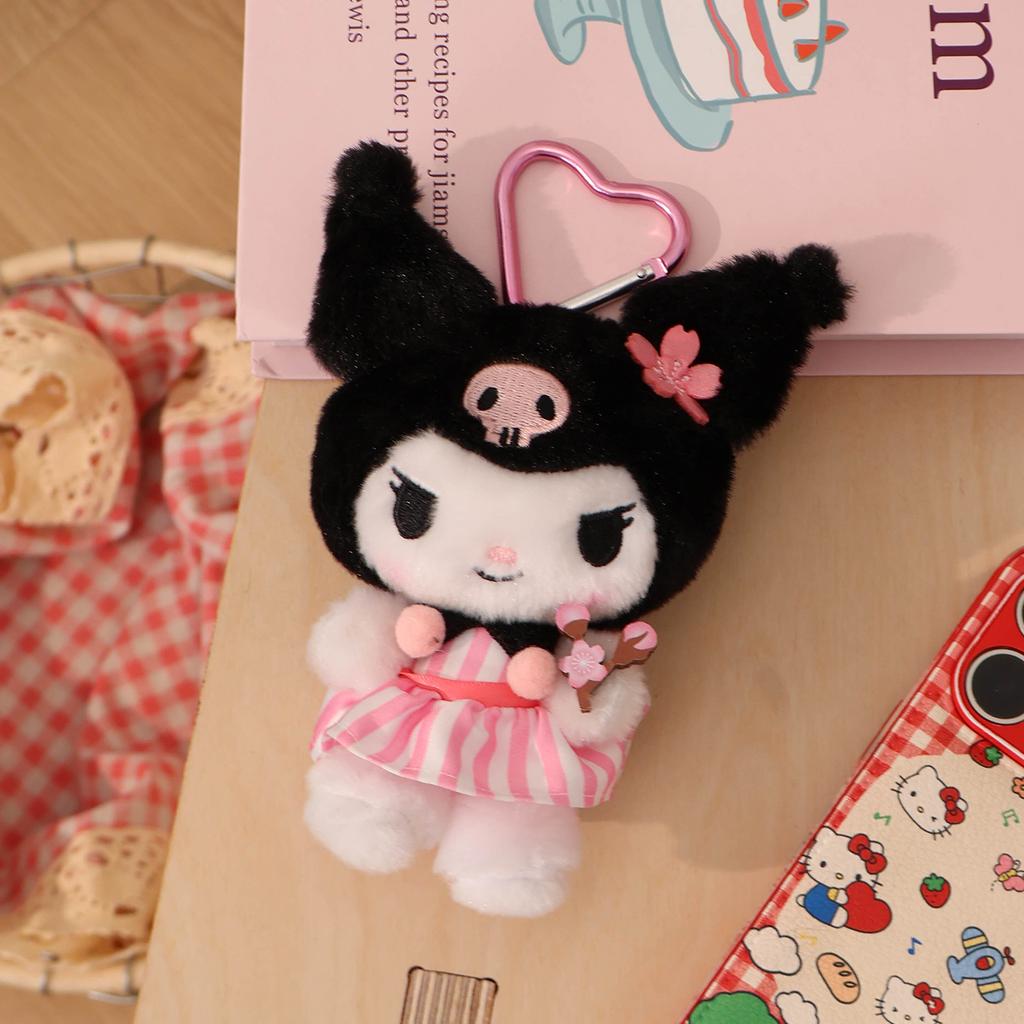 Sanrio Peluche Hello Kitty Kuromi Melody Cinnamoroll Stuffed Toys Pendant Cute Plush Toys Keyring Anime Keychain Birthday Gift