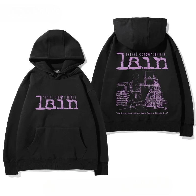 Serial Experiments Lain Funny Hoodie Hip Hop Graphic Sweatshirt Poleron Hombre Streetwear Harajuku Tracksuit Oversized Clothes