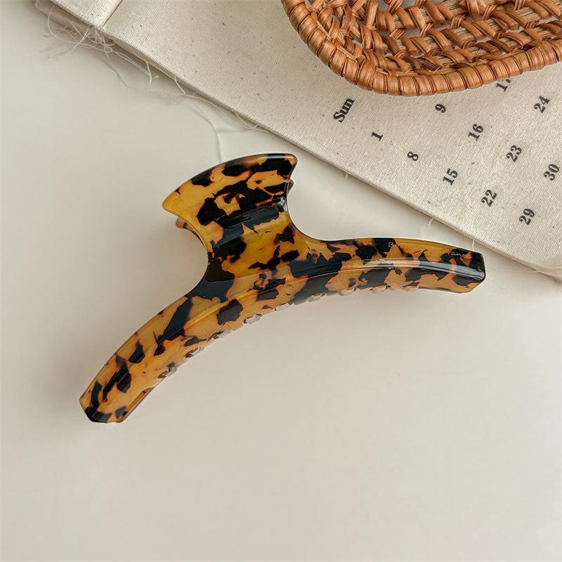 French Retro Large Leopard Print Claw Clip for Ponytails