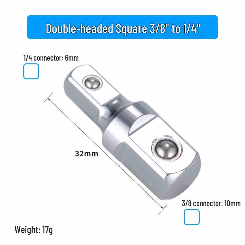 Multi-Drive Socket Adapter for Ratchet Wrench: 1/2" To 3/8" To 1/4