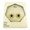 7bis [Q1557] - Handmade Black Gold 'Soleil' Earrings - 14x14 Mm