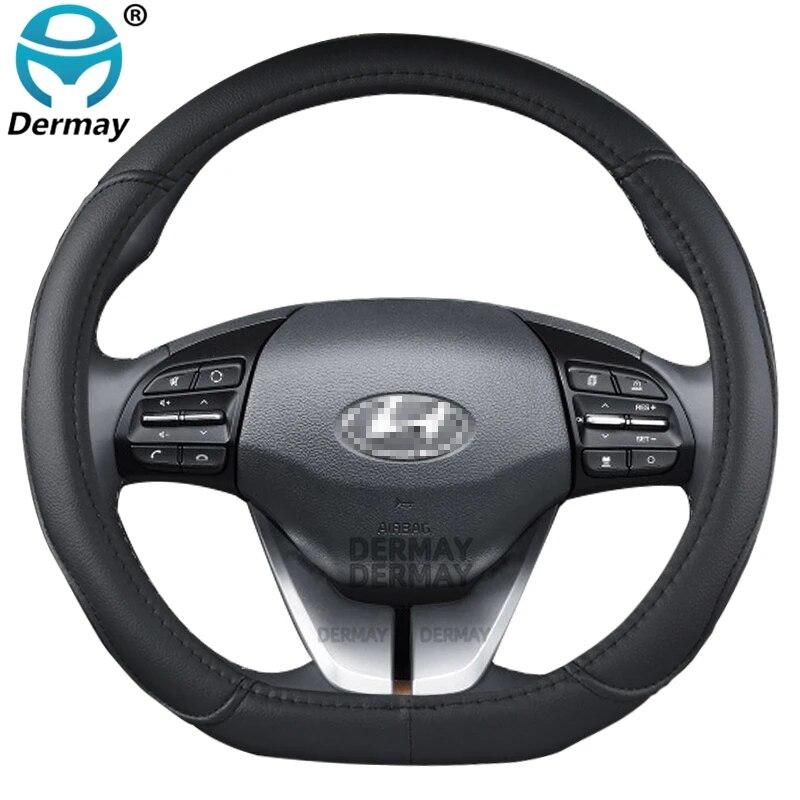 for Hyundai ioniq 2016 2017 2018   Car Steering Wheel Cover D Shape PU Leather Auto Accessories interior Fast Shipping