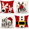 Christmas Pillowcases: Reindeer & Santa Designs - Ho Ho Ho! Sofa Bed Cushion Cover, New Year Home Decoration