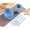 6Pcs Wheat Straw Dinnerware Set for Kids, Reusable Eco-Friendly Tableware Includes Bowl Plate Spoon Fork Chopsticks, Portable Gift Utensils