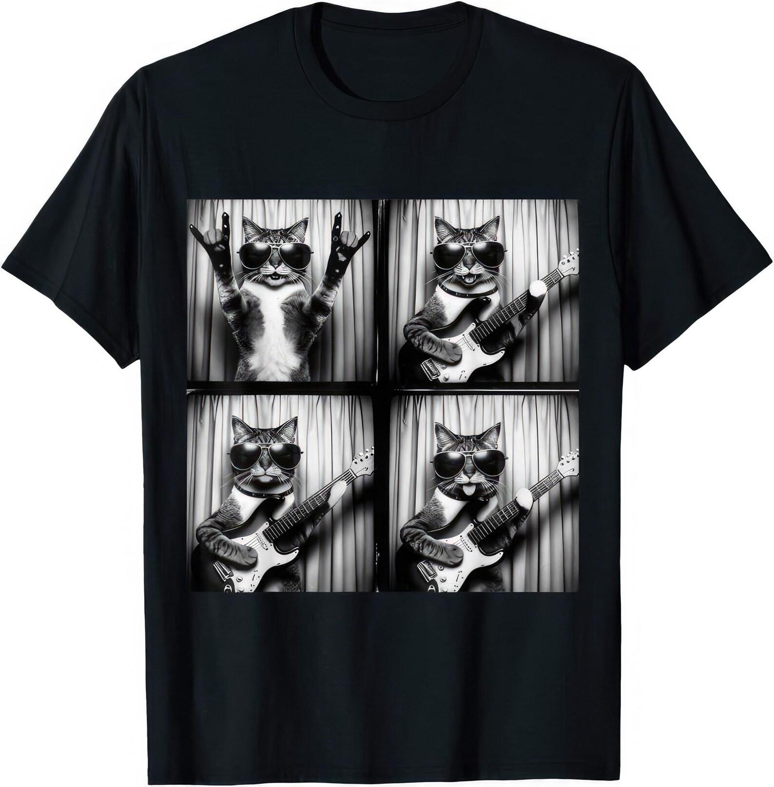 Cat Playing Guitar Funny T shirt M