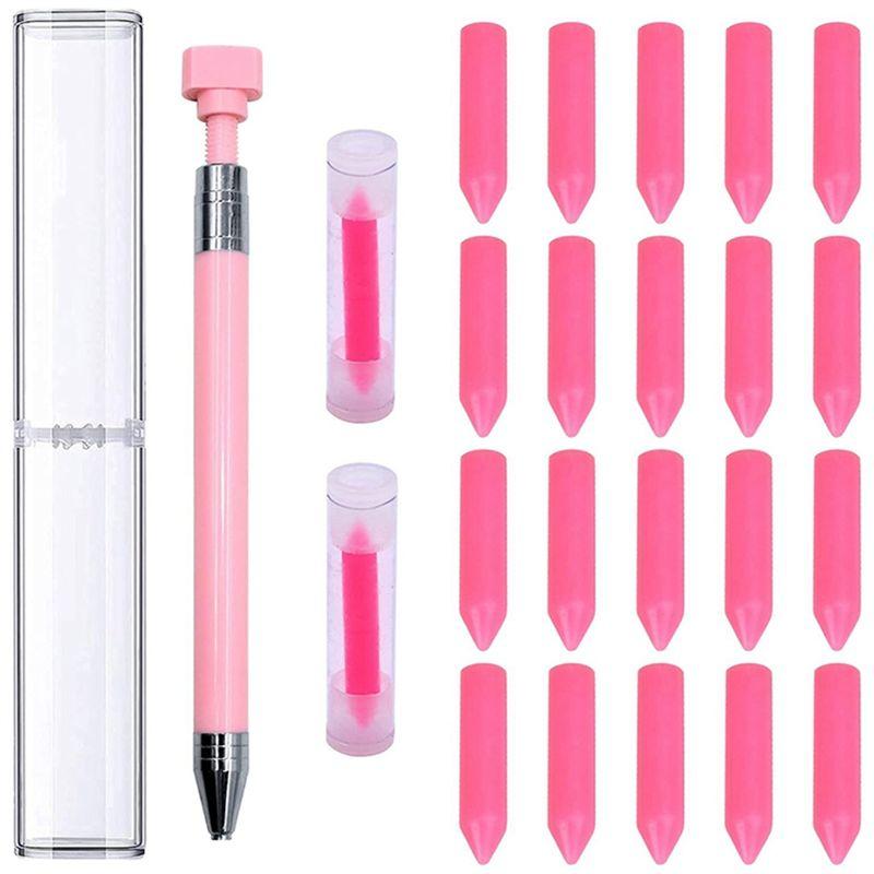 

M-Modern-34 Pcs Diamond Painting Pens Set Kit 2 Pcs Refillable Wax Pen With 32 Pcs Wax (Pink) розовый