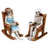 Men and Women Resin Ornament Halloween Rocking Chair Skeleton Decoration Outdoor Courtyard Household Decoration