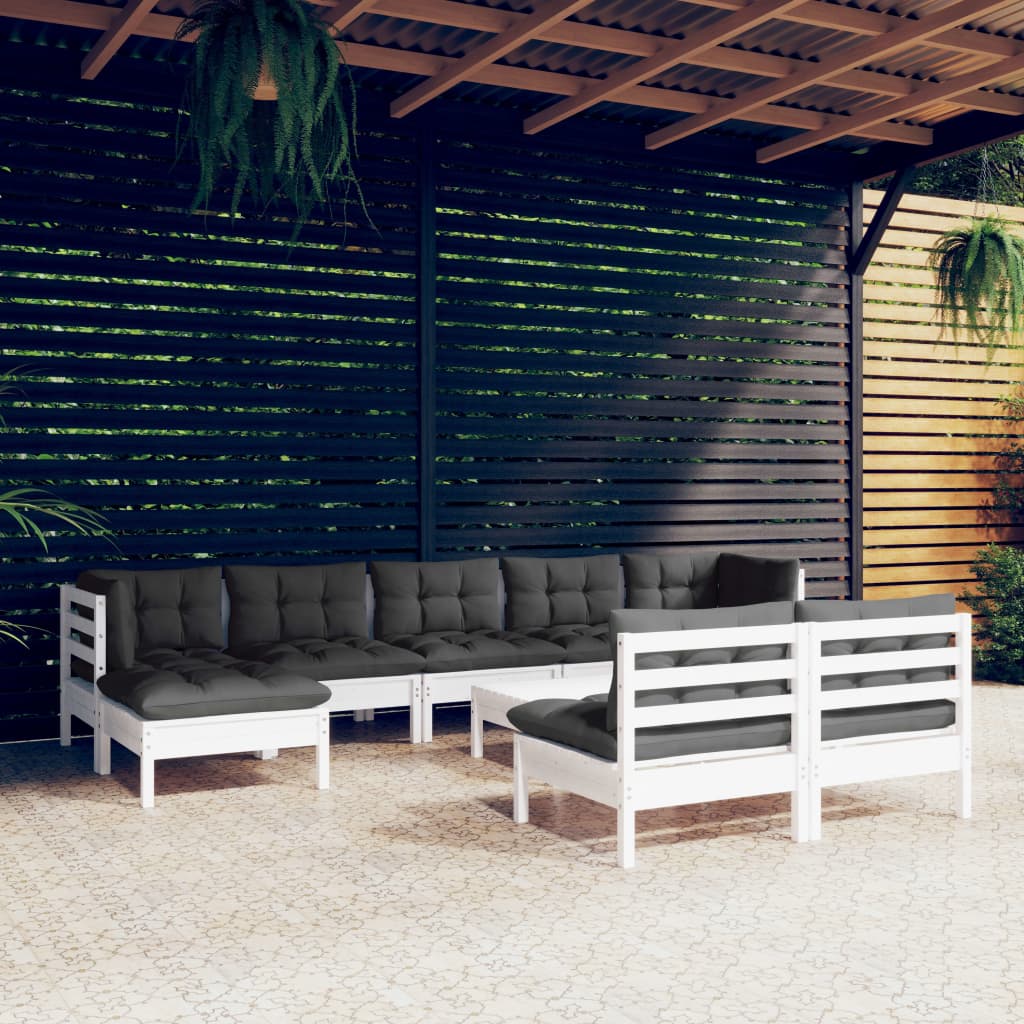 Vidaxl 10-Cz. Garden Lounge Set, With Cushions, White