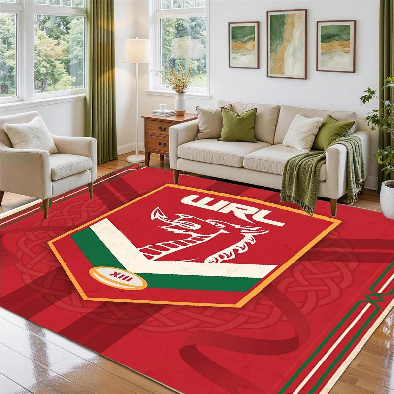Wales Rugby Design Crystal Velvet Rug Soft Decorative Mat for Bedroom Entrance