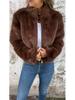 2024 Women's Faux Fur High Collar Zipper Casual Top Coat - New Autumn/Winter Fashion