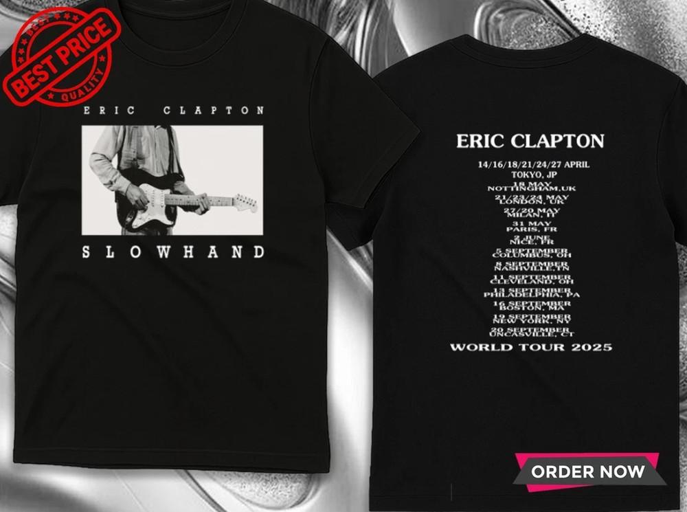 Eric Clapton Slowhand 2025 World Tour TShirt Double Sided S5XL Unisex T-Shirt XL