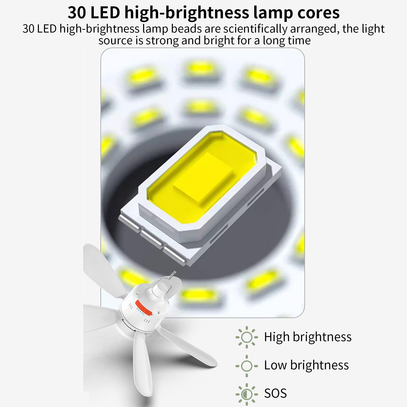 

5W Silent 5 Leaves Portable Outdoor Ceiling Fan with Light with Remote Control and Extension Hook Cooling Device for Camping CN