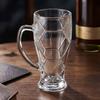 Soccer Beer Glass, 700ml Capacity Lead-Free Stein with Handle for Craft Beer, Sports Themed Beverage Cup for Party