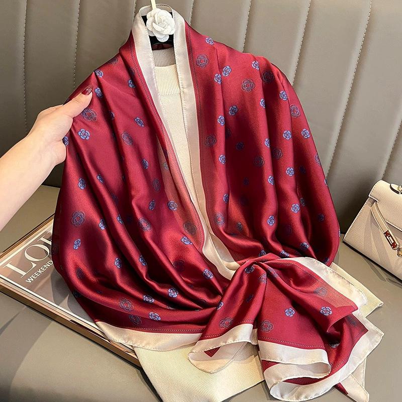 Korean Style Fashionable Satin Scarf Women Sunscreen Shawl Beach Wrap