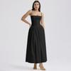 French Style Floral Sleeveless Dress With Polyester Fabric For Elegant Women