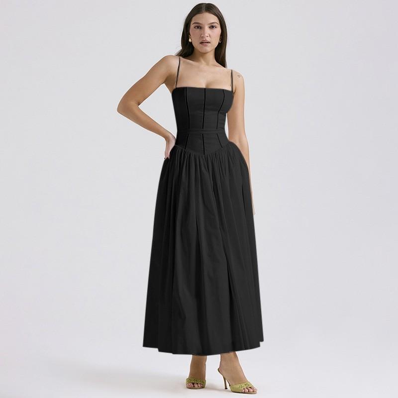 French Style Floral Sleeveless Dress With Polyester Fabric For Elegant Women