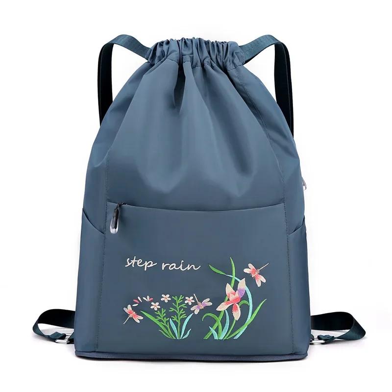 Women Floral Printed Backpack Casual Drawstring Folding Rucksack Fashion Waterproof Nylon Bag Large Capacity Mochila 2023