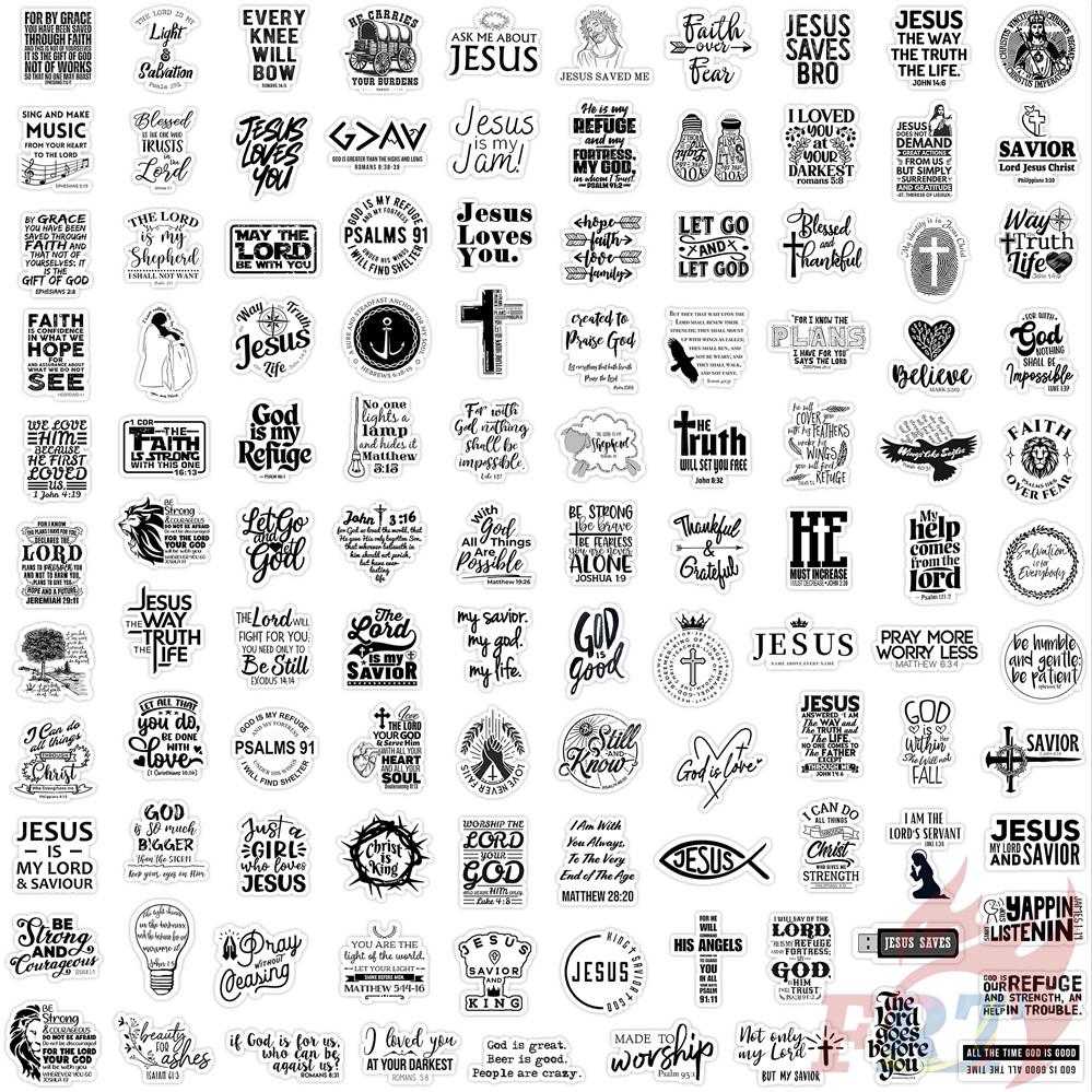 125Pcs/Set Black & White Bible Phrase Mini Diary Manual Stickers DIY Scrapbooks Album Decor Decals Stickers