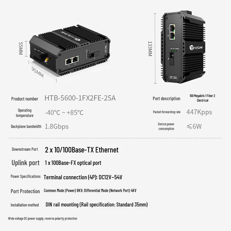 netLINK Industrial 100M Single-Mode Single-Fiber Fiber Optic Transceiver