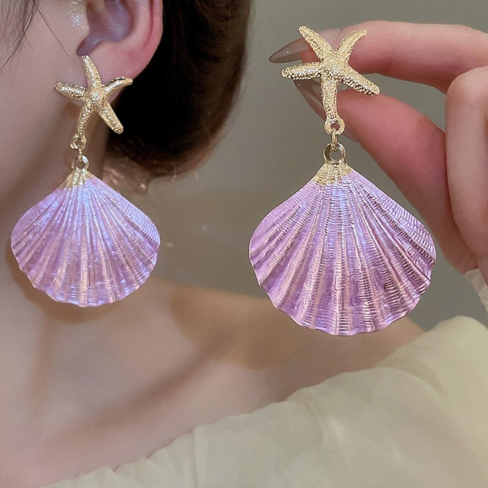 New Bohemia Cute Marine Starfish Shells Dangle Earring for Women Charm Fashion Summer Beach Vacation Jewelry Accessories Gifts