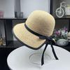 Hepburn wind raffia hat women's summer Japanese sun hat vacation beach hat sun hat women's UV protection versatile
