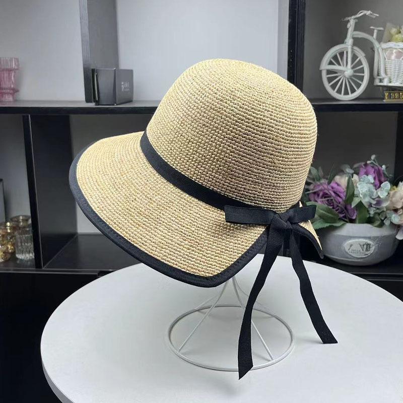 Hepburn wind raffia hat women's summer Japanese sun hat vacation beach hat sun hat women's UV protection versatile
