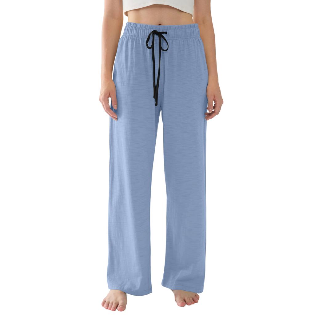 Womens Pajama Pants Lightweight Casual Comfy Palazzo Pants Sleepwear Loungewear Bottoms With Pockets
